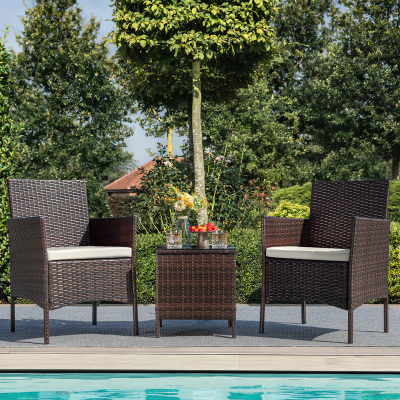 Brayden Studio® Jagger 3-Piece Outdoor Rattan Furniture Set Brayden Studio® Jagger 3-Piece Outdoor Rattan Furniture Set